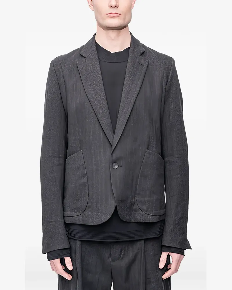 The Viridi-anne herringbone-pattern notch-lapels blazer - Schwarz Schwarz