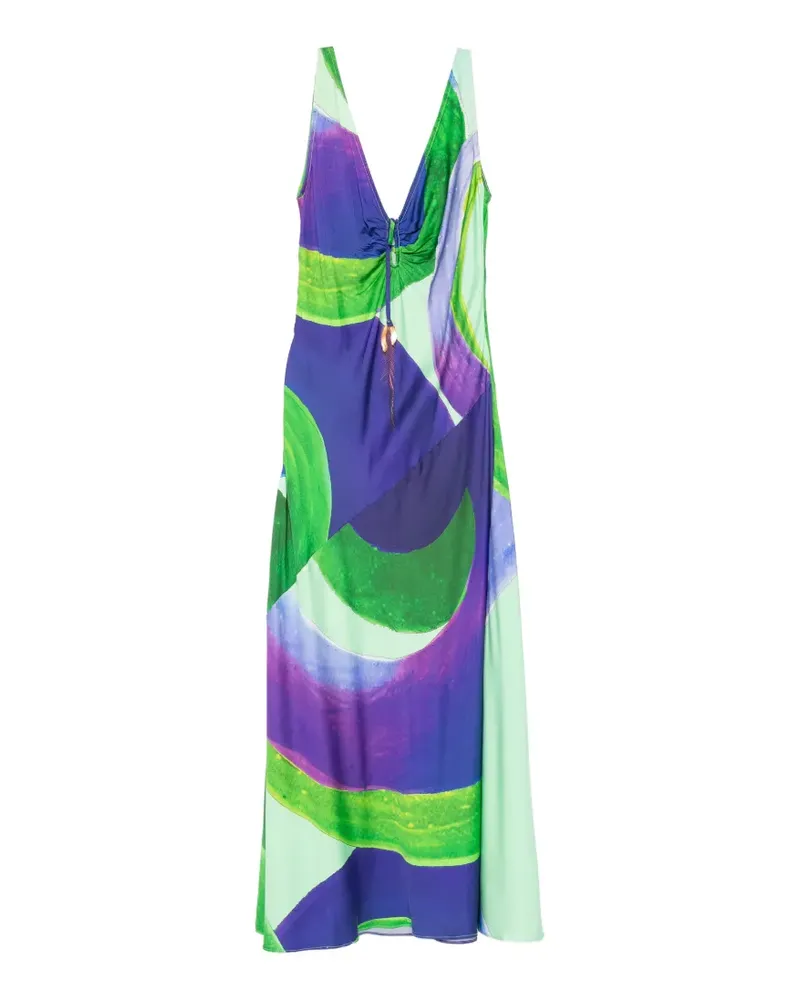 THEMIS Z Ianthe abstract-print ruched-detail maxi dress - Grün Grün