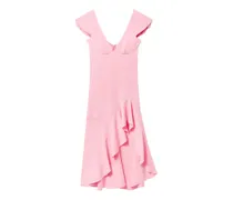 Gerüschtes Kleid mit V-Ausschnitt - Rosa