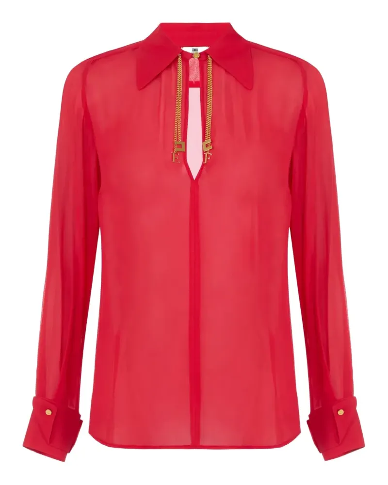 Elisabetta Franchi blouse in georgette fabric with jewel logos - Rot Rot