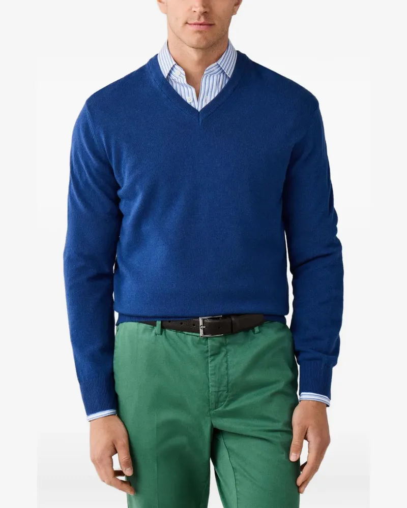 Hackett Gestrickter Pullover mit Ellenbogen-Patch - Blau Blau