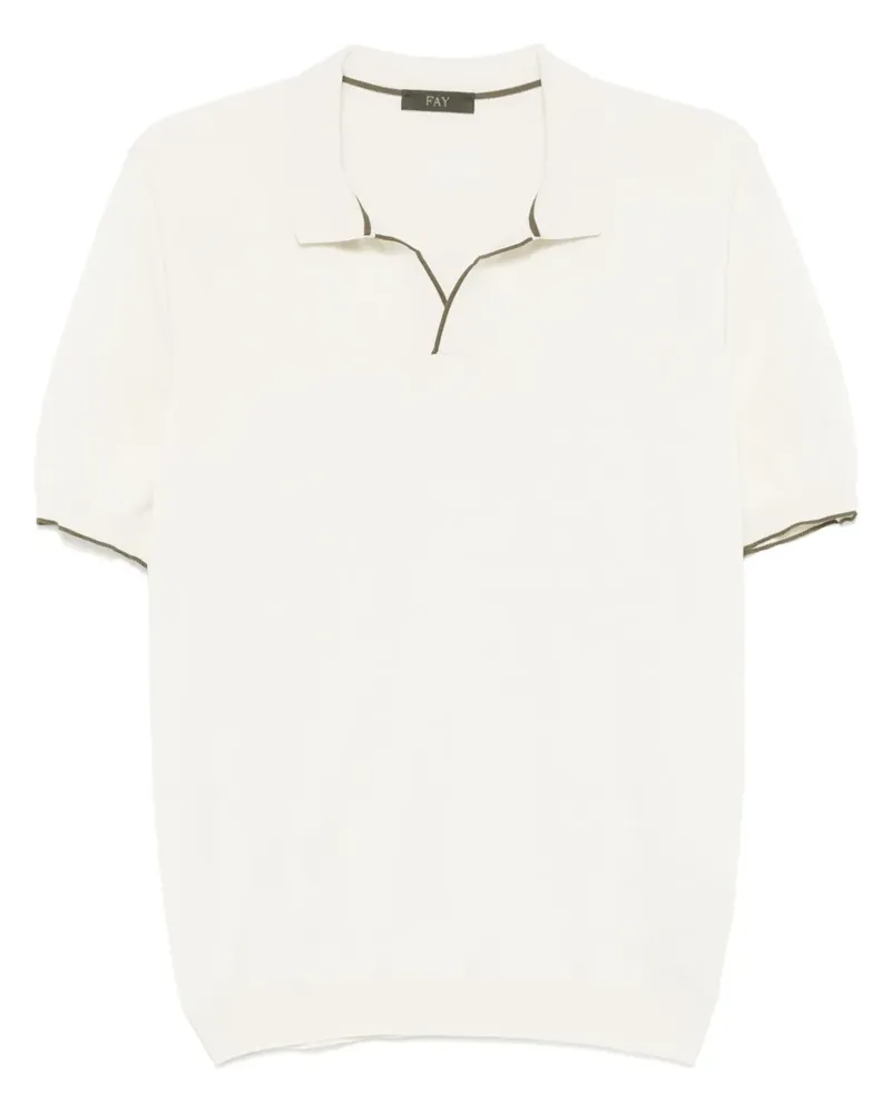 Fay T-Shirt mit Poloshirtkragen - Nude Nude