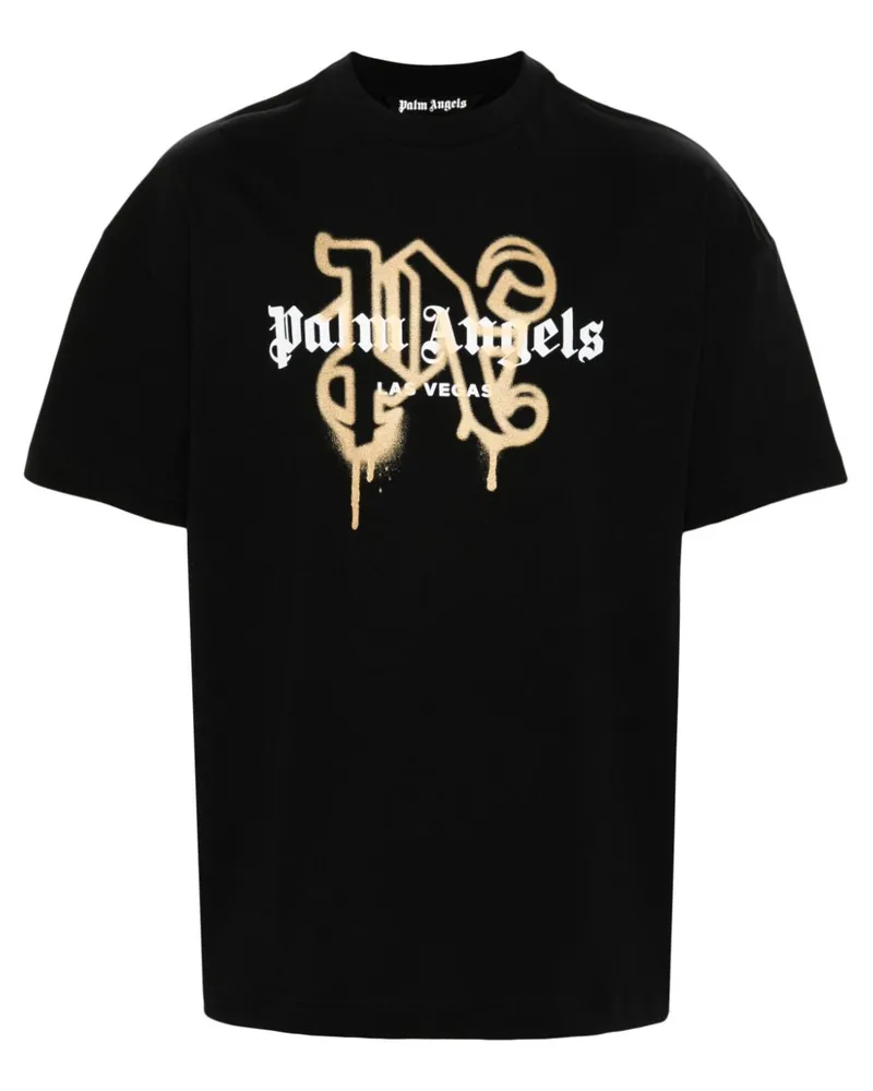 Palm Angels Las Vegas T-Shirt mit Monogramm-Print - Schwarz Schwarz