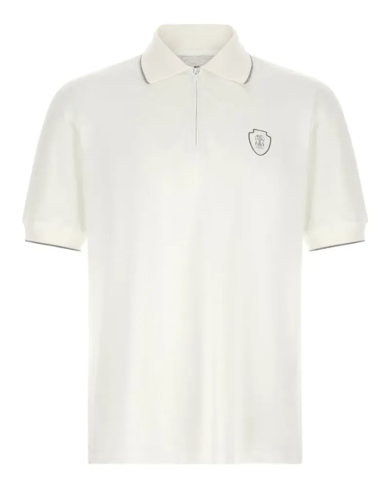 Brunello Cucinelli Poloshirt mit Logo-Patch - Weiß Weiß