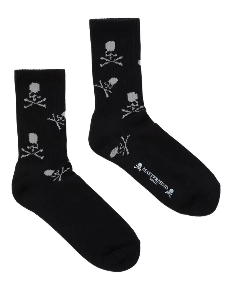 Mastermind World Socken mit Jacquard-Totenkopf - Schwarz Schwarz