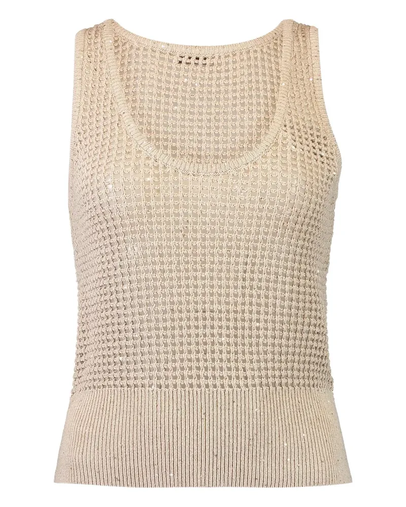 Brunello Cucinelli scoop-neck top - Nude Nude