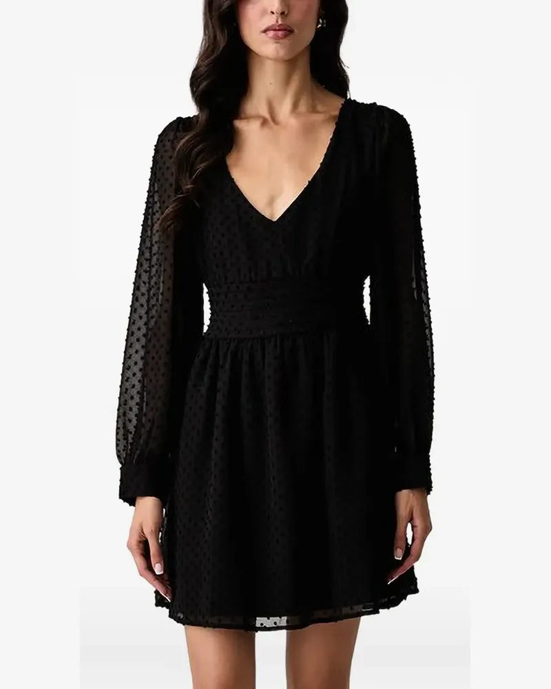 Guess plumetis shirred-waist mini dress - Schwarz Schwarz