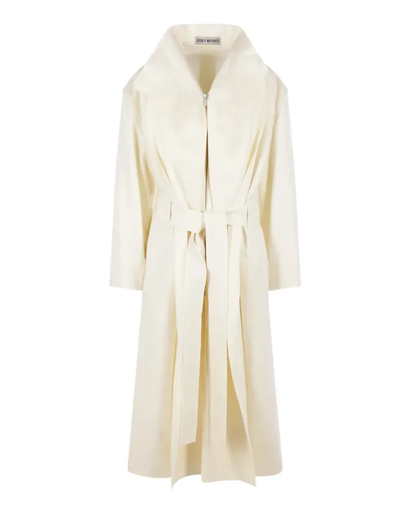 Issey Miyake Shell belted zip-up coat - Nude Nude
