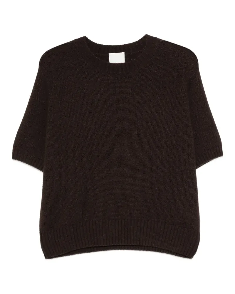 ALLUDE Kurzärmeliger Kaschmirpullover - Braun Braun