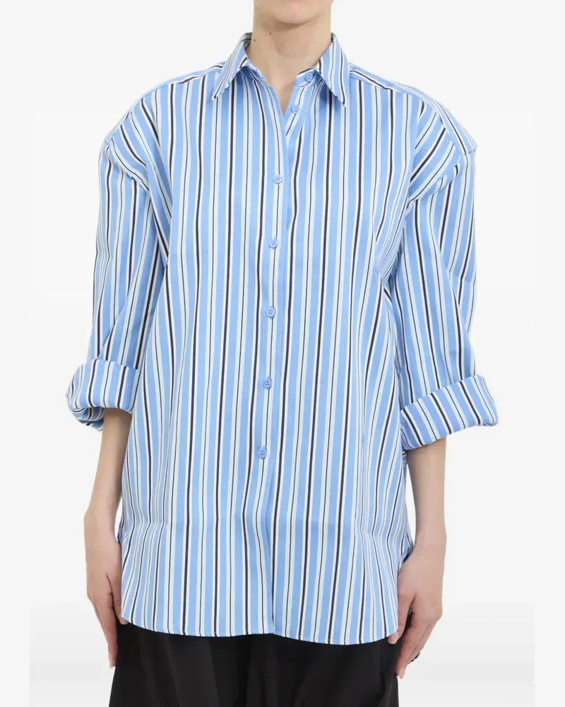 FRANKIE Shop padded-shoulder striped shirt - Blau Blau