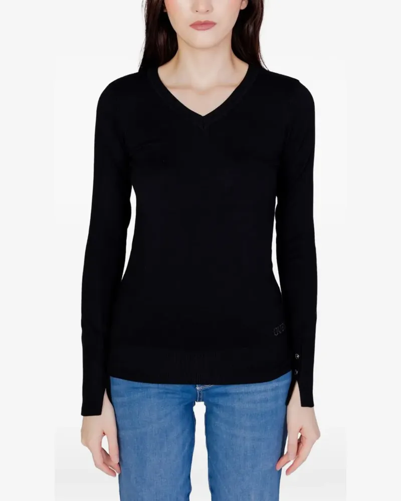 Guess buttoned-cuff V-neck sweater - Schwarz Schwarz