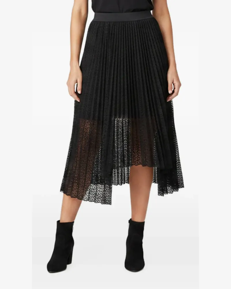 Maje pleated asymmetric midi skirt - Schwarz Schwarz
