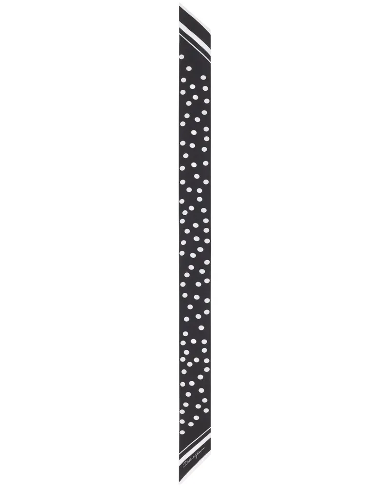 Dolce & Gabbana Gestreifter Seidenschal mit Polka Dots - Schwarz Schwarz