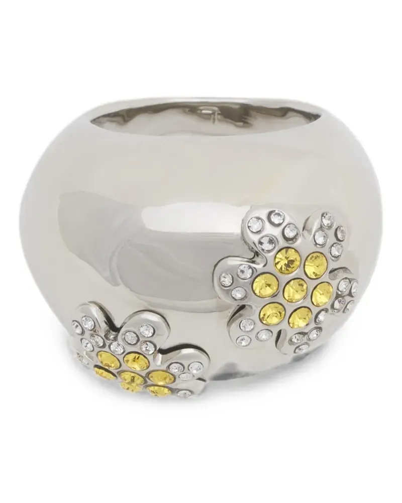 Marni yellow-rhinestone daisy ring - Silber Silber