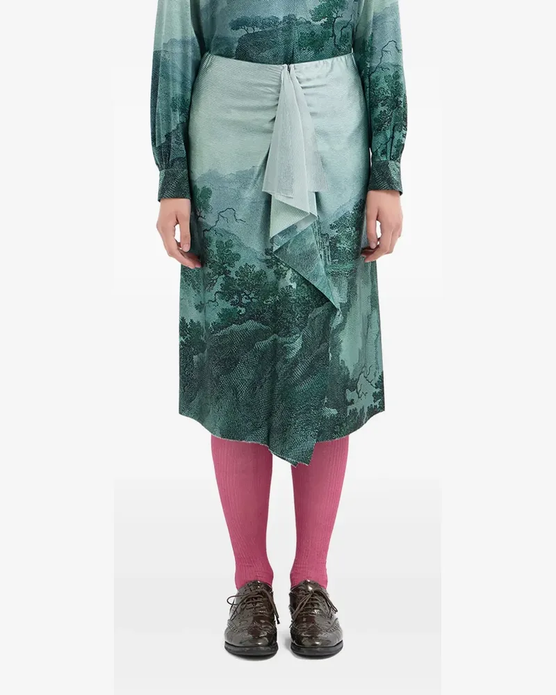 Pierre-Louis Mascia silk-blend ruffled skirt - Blau Blau
