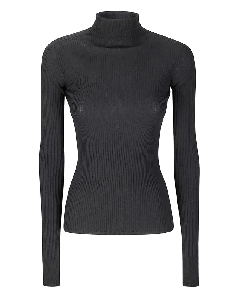 SPORTMAX Gerippter Strickpullover - Schwarz Schwarz