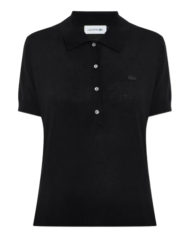 Lacoste Poloshirt aus Kaschmirgemisch mit Rautenverzierung und Knöpfen. - Schwarz Schwarz