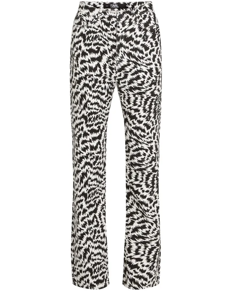 Karl Lagerfeld Gerade Jeans mit Zebra-Print Schwarz