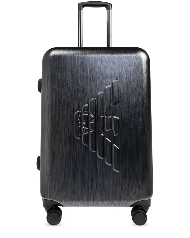 Emporio Armani Mittelgroßer Rollkoffer mit Logo-Prägung - Silber Silber