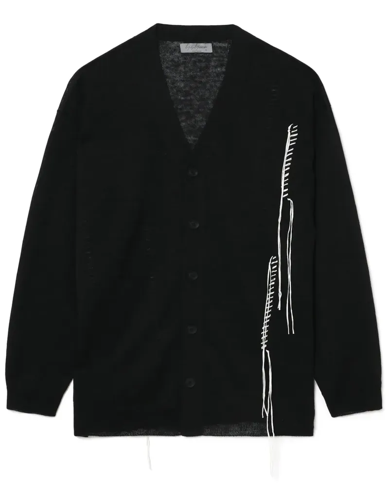 Yohji Yamamoto Cardigan mit Kontrastnähten - Schwarz Schwarz