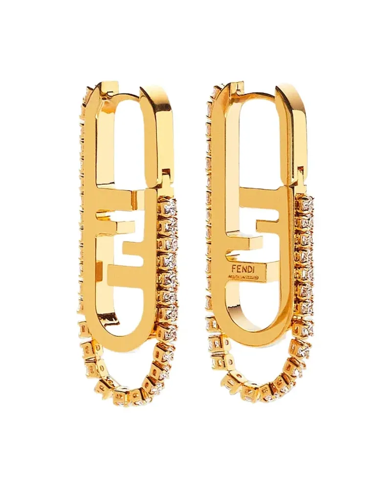 Fendi O'Lock-motif crystal earrings - Gold Gold