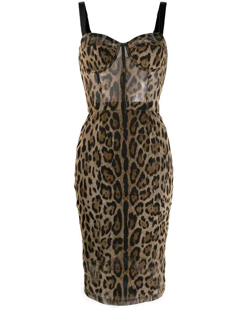 Dolce & Gabbana Midikleid mit Leoparden-Print - Braun Braun