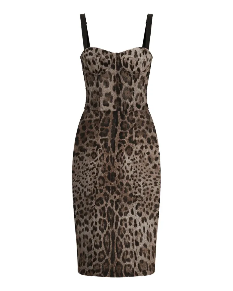 Dolce & Gabbana Midikleid mit Leoparden-Print - Braun Braun