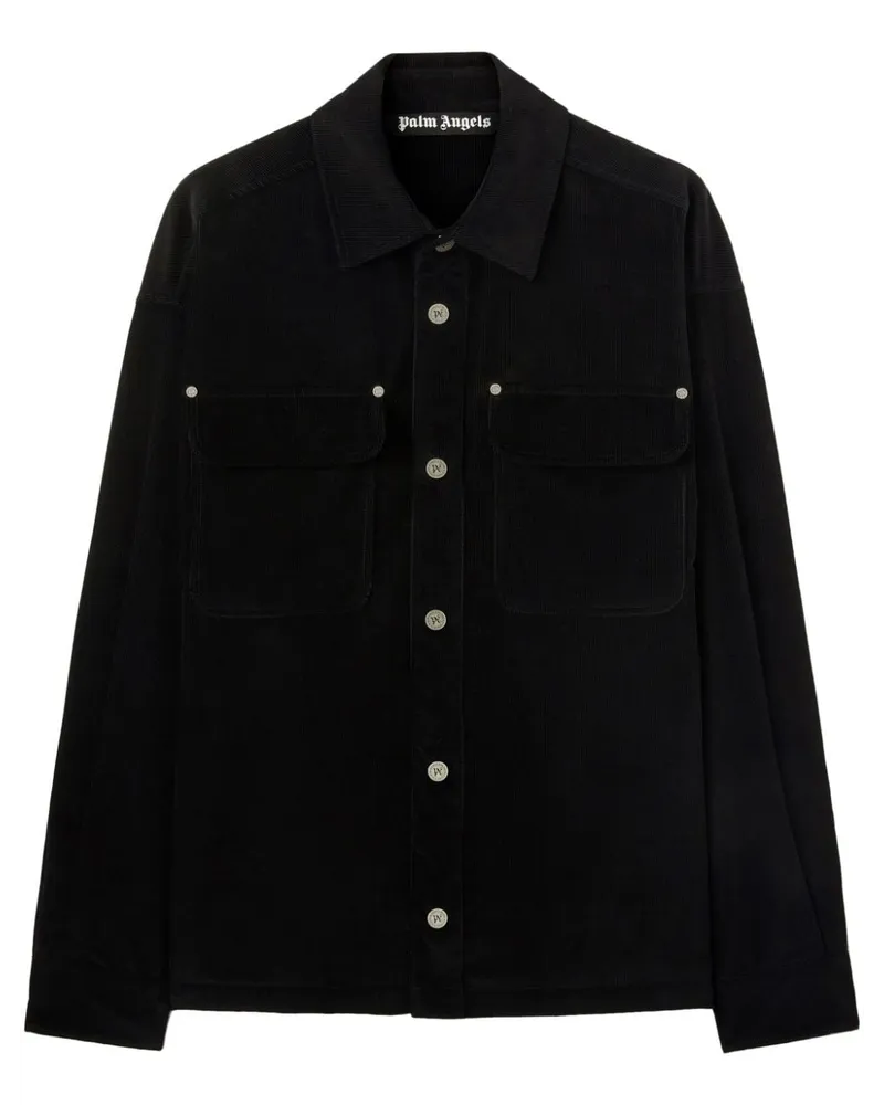 Palm Angels Hemdjacke mit Logo-Print - Schwarz Schwarz