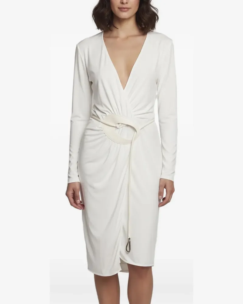 FourTwoFour on Fairfax belted wrap midi dress - Weiß Weiß