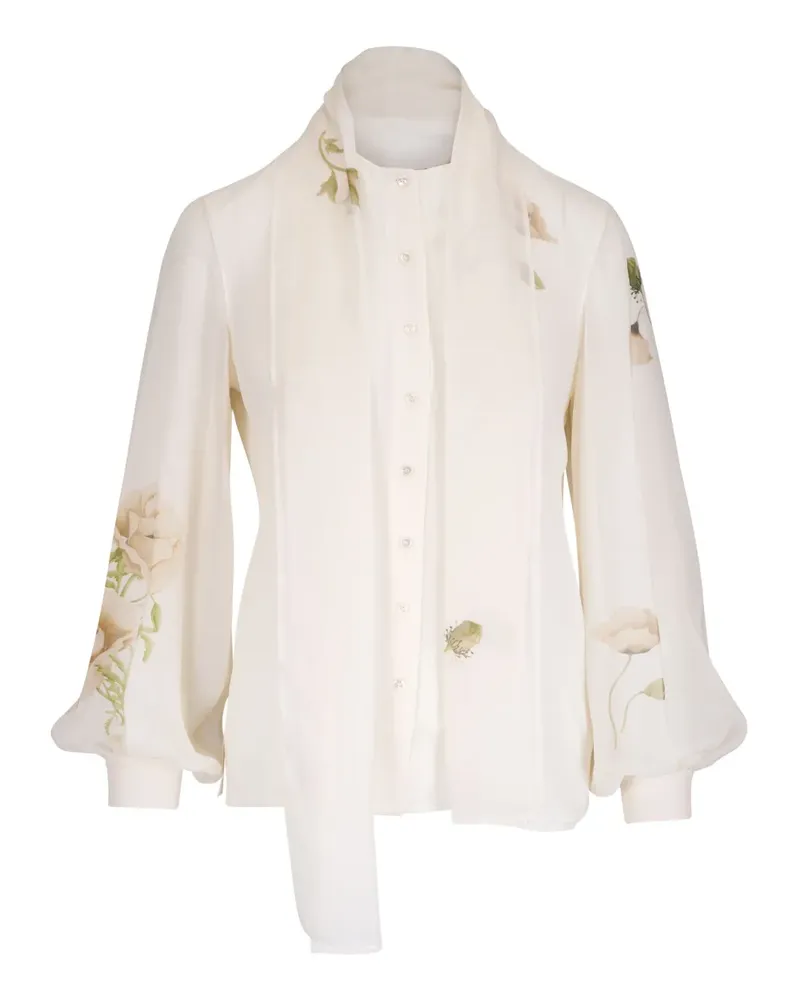 Akris Bluse mit Blumenstickerei - Nude Nude