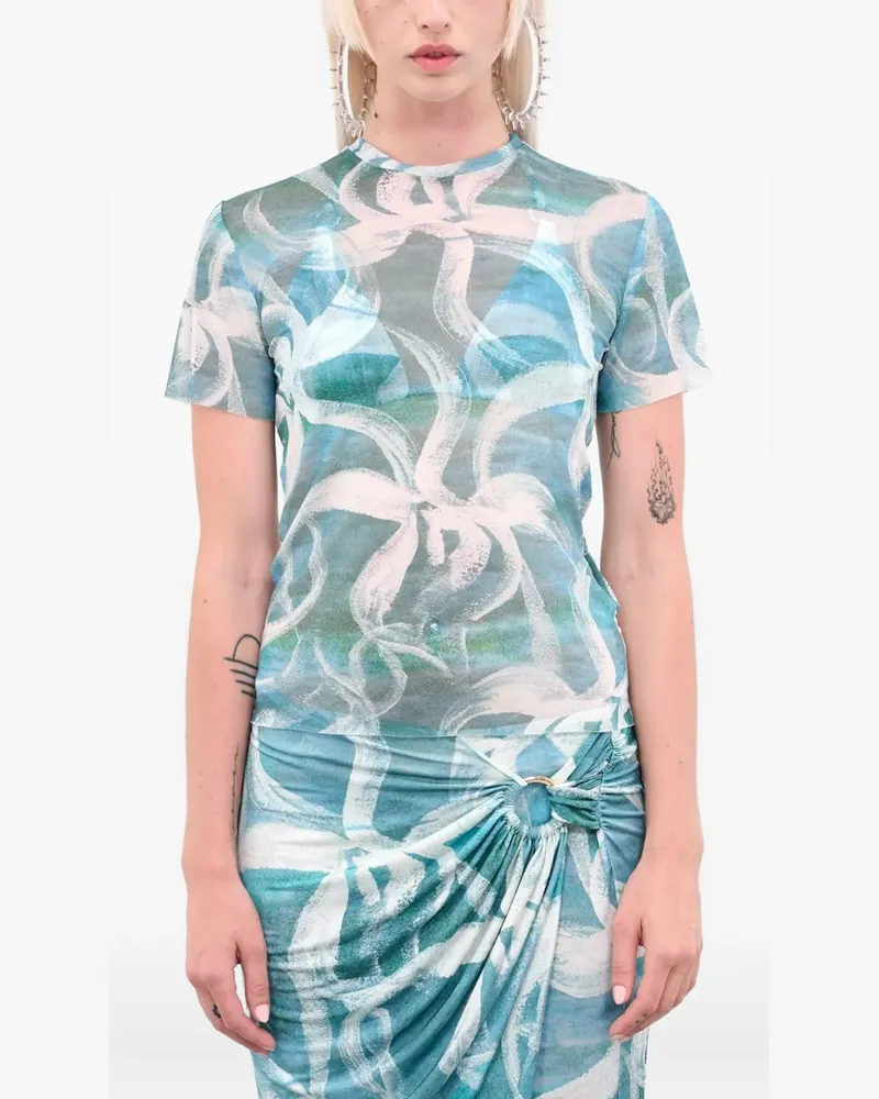 Louisa Ballou abstract-print T-shirt - Blau Blau