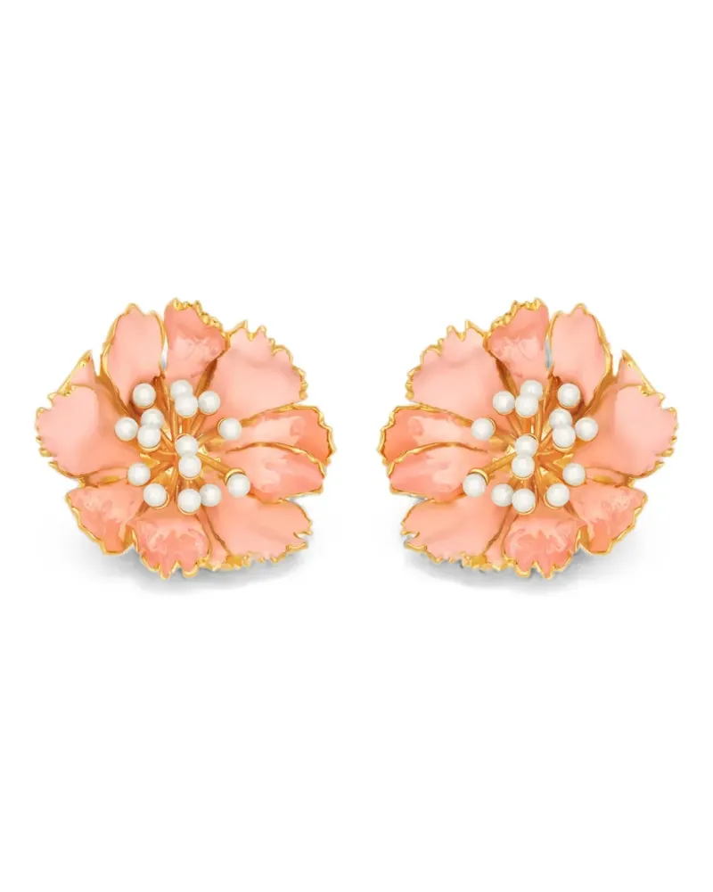 Oscar de la Renta Carnation clip-on earrings - Rosa Rosa