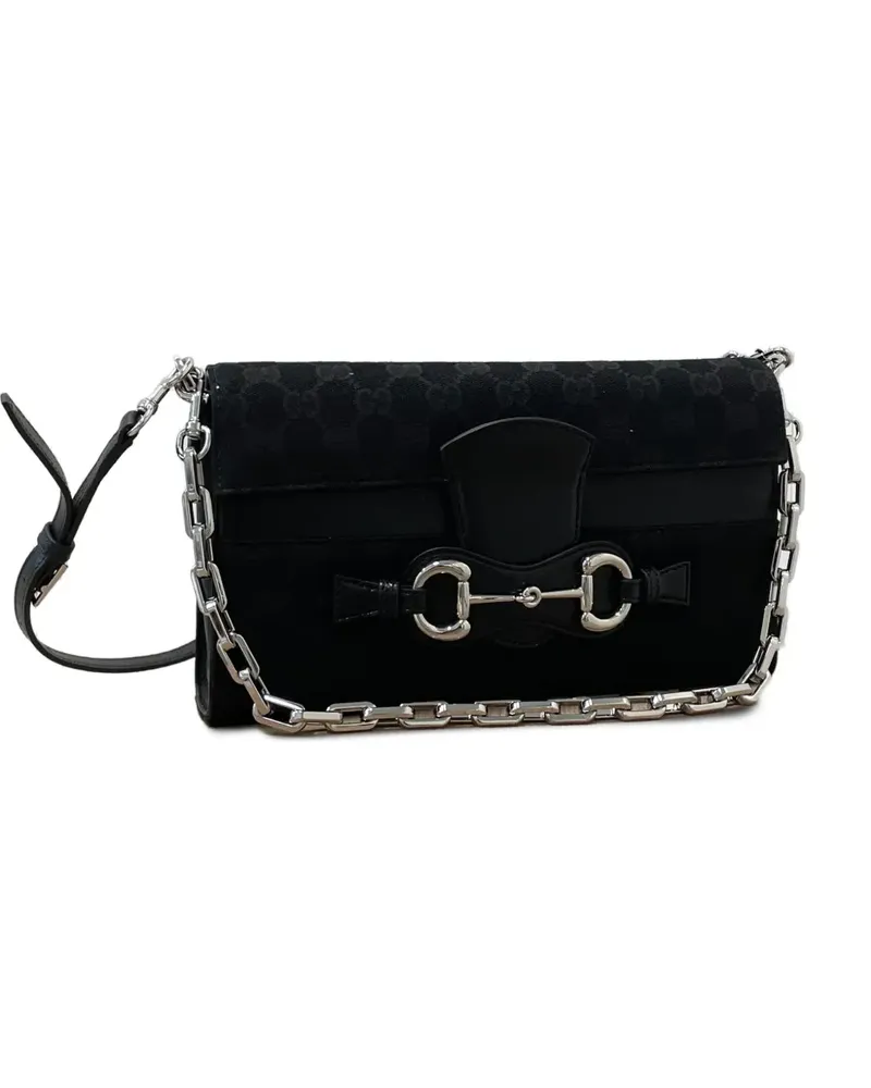 Gucci Mittelgroße Horsebit Ristretto Schultertasche - Schwarz Schwarz