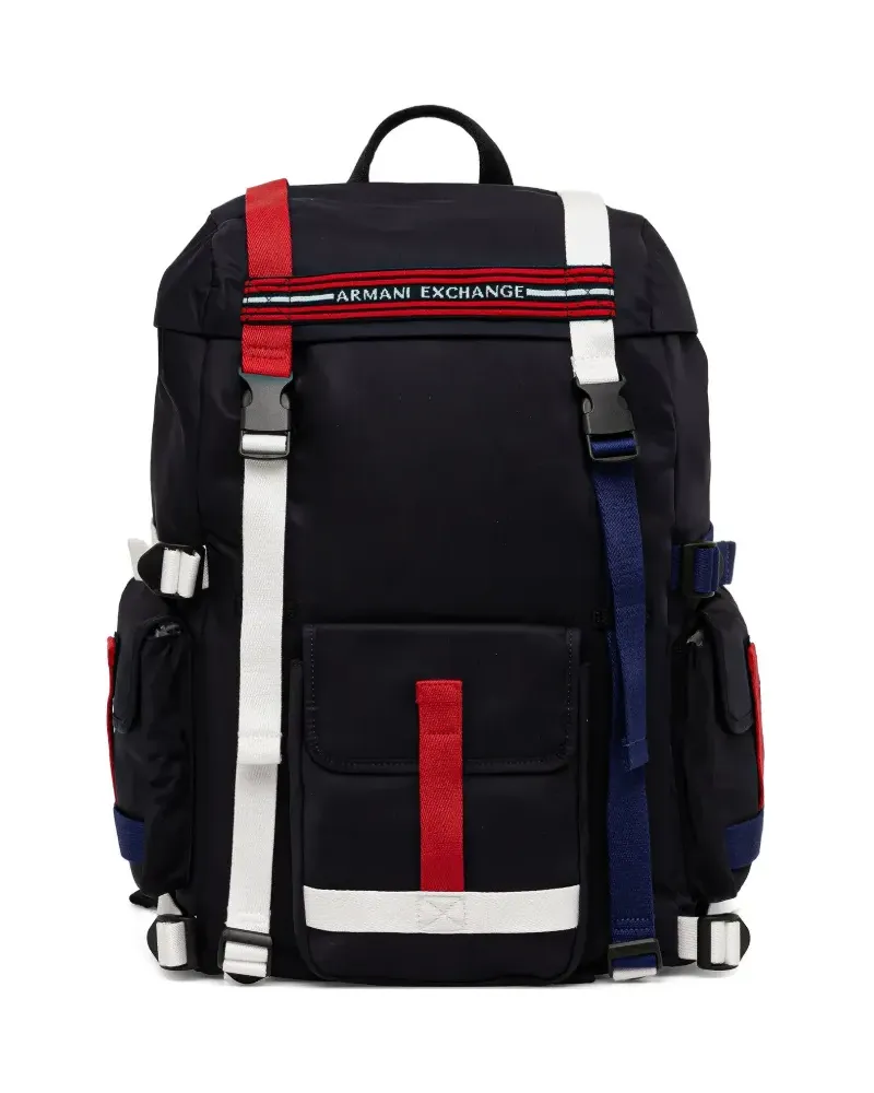 Armani Exchange logo-embroidered backpack - Blau Blau