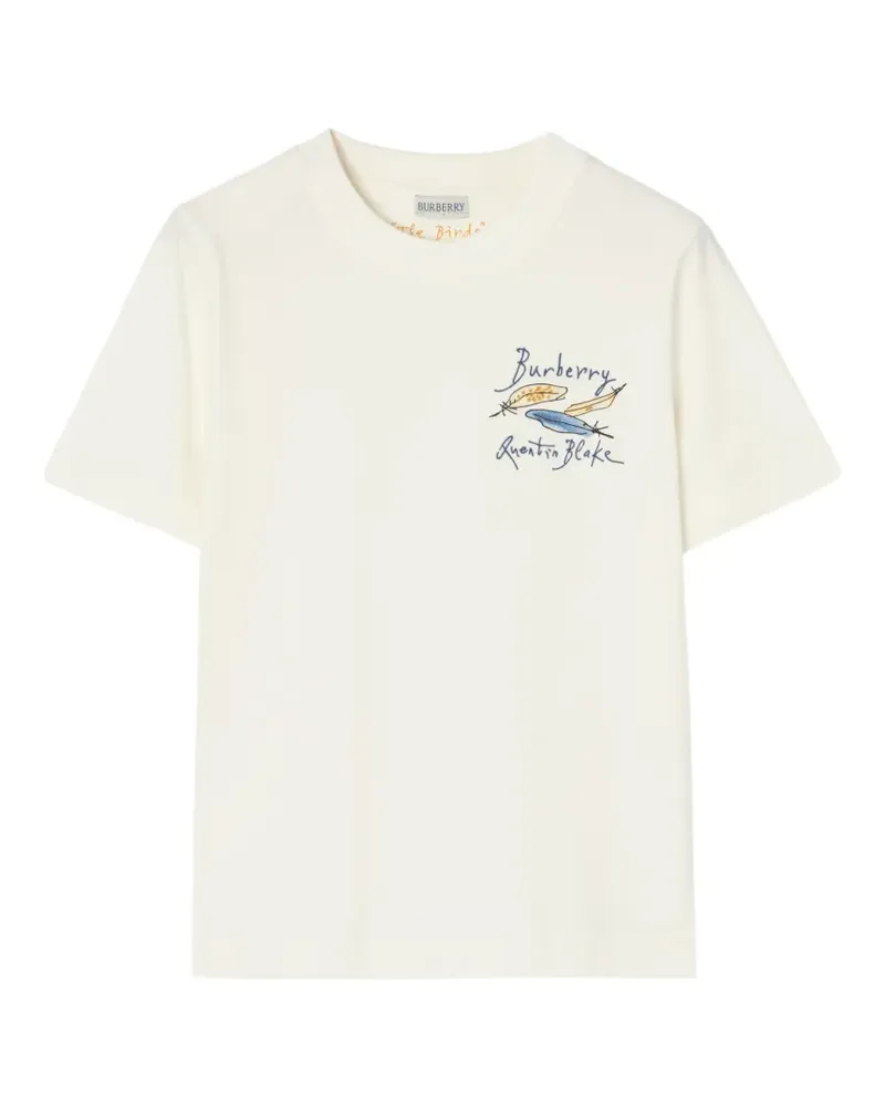 Burberry feather-print cotton T-shirt - Nude Nude