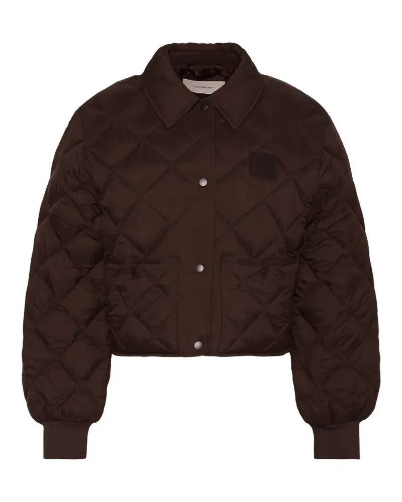 Calvin Klein diamond-quilted logo-patch jacket - Braun Braun