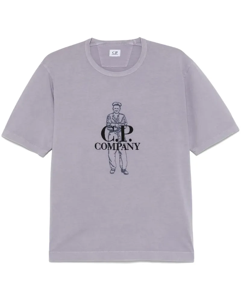 C.P. Company T-Shirt mit Logo-Stickerei - Violett Violett