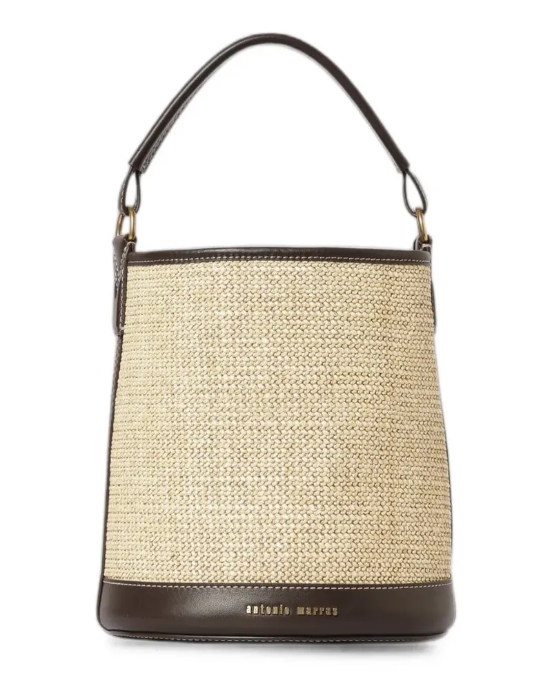 Antonio Marras floral-print leather-trim bucket bag - Nude Nude