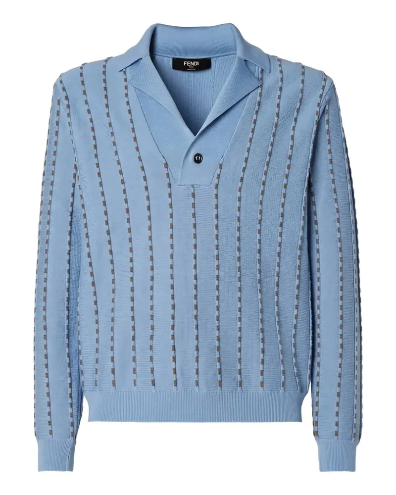 Fendi Gestreifter Pullover mit Polokragen - Blau Blau