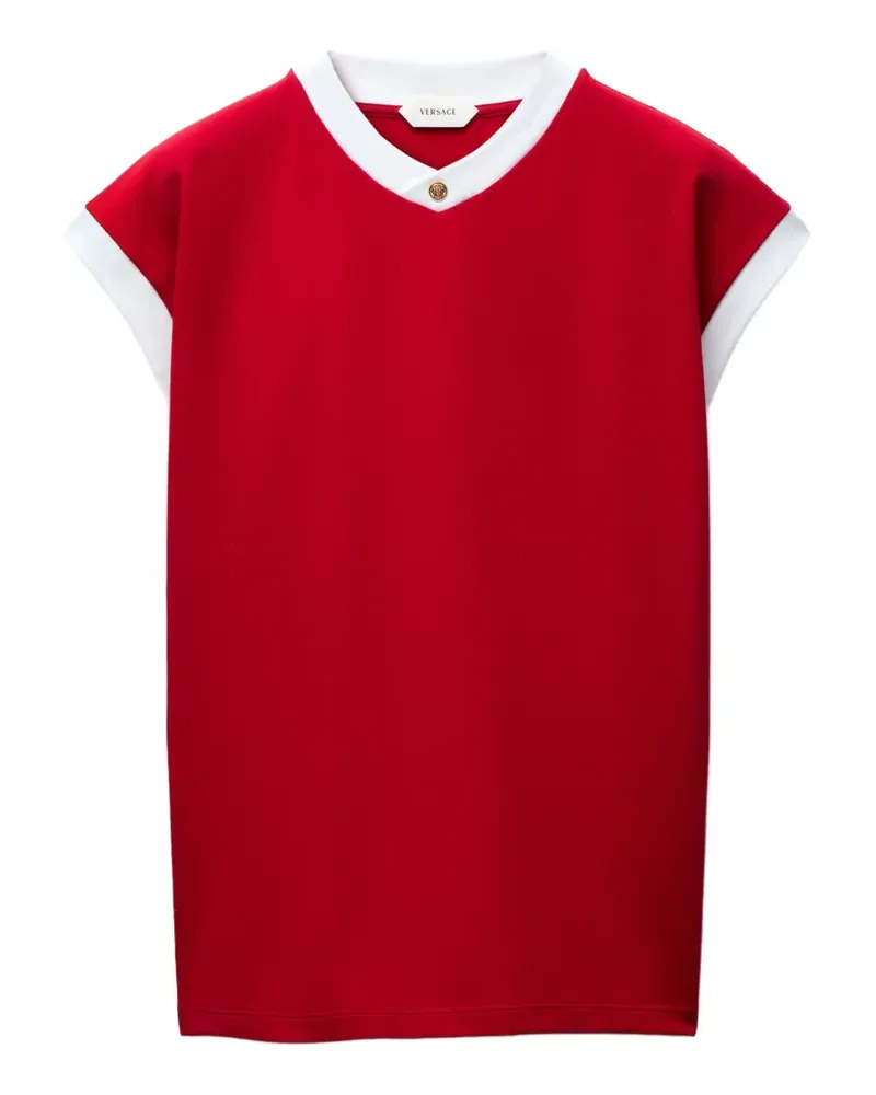 Versace Schmales T-Shirt aus Baumwollstretch - Rot Rot