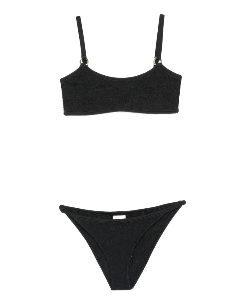 Hunza G Knitteroptik-Bikini mit Ringdetail - Schwarz Schwarz