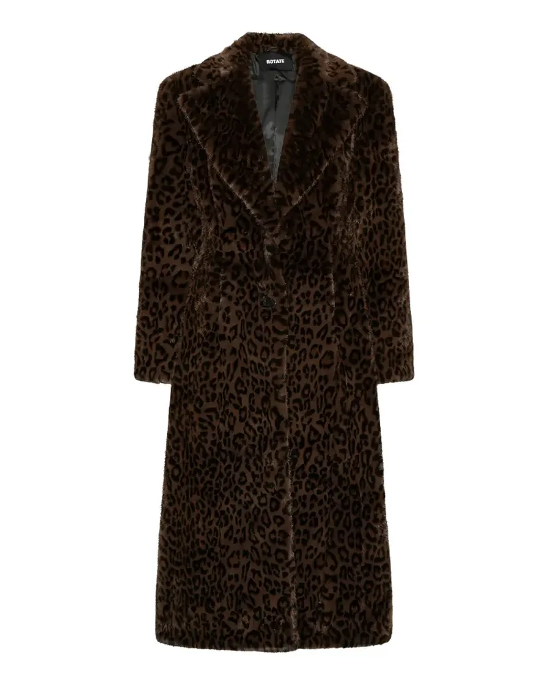 ROTATE Birger Christensen Mantel aus Faux Fur mit Leopardenprint - Braun Braun