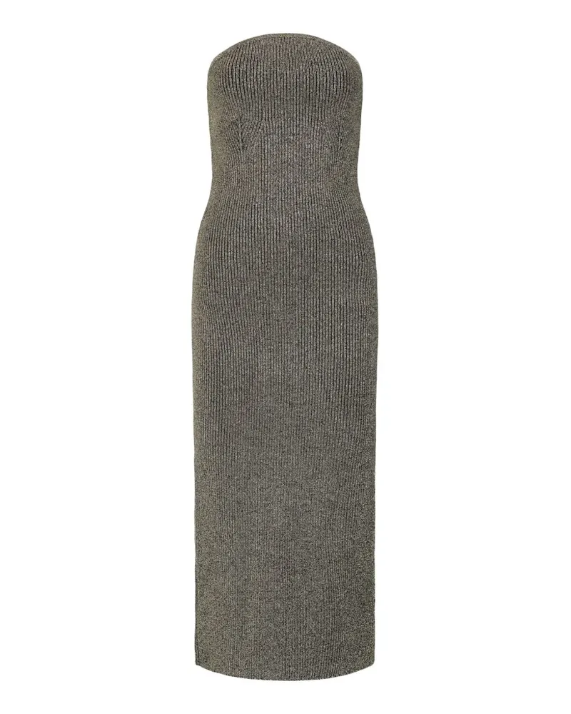 KHAITE Schulterfreies Midikleid aus Rippstrick - Gold Gold