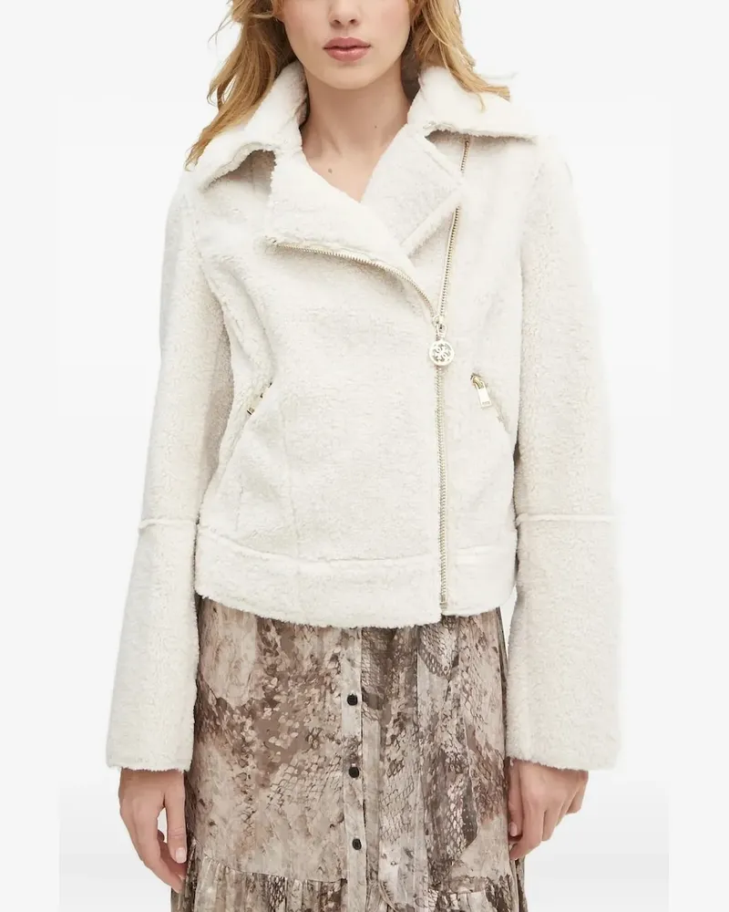Guess Fleecejacke mit asymmetrischem Reißverschluss - Nude Nude