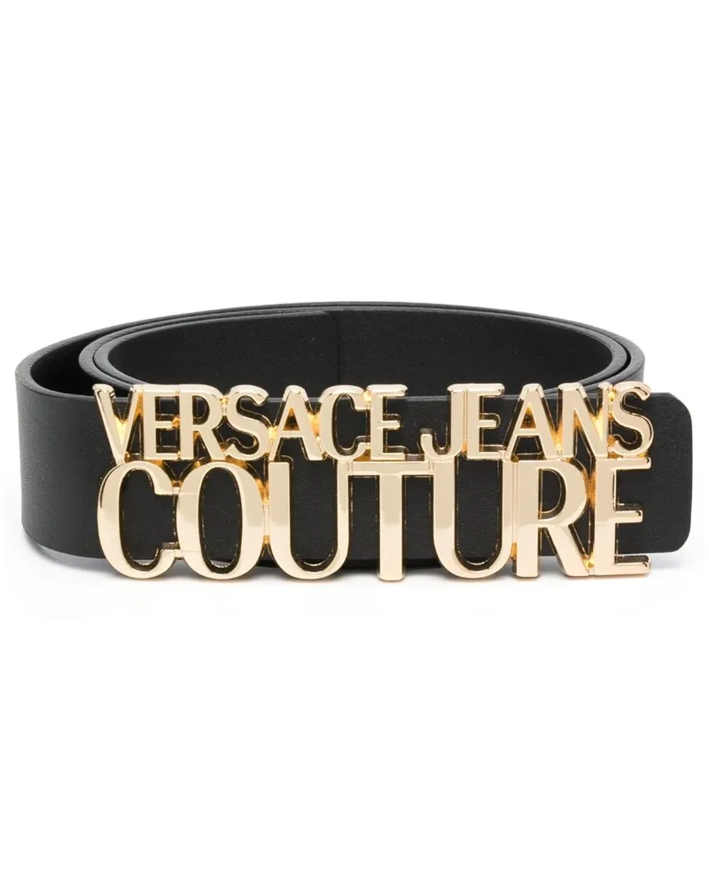 Versace Jeans Gürtel mit Logo-Schild Schwarz