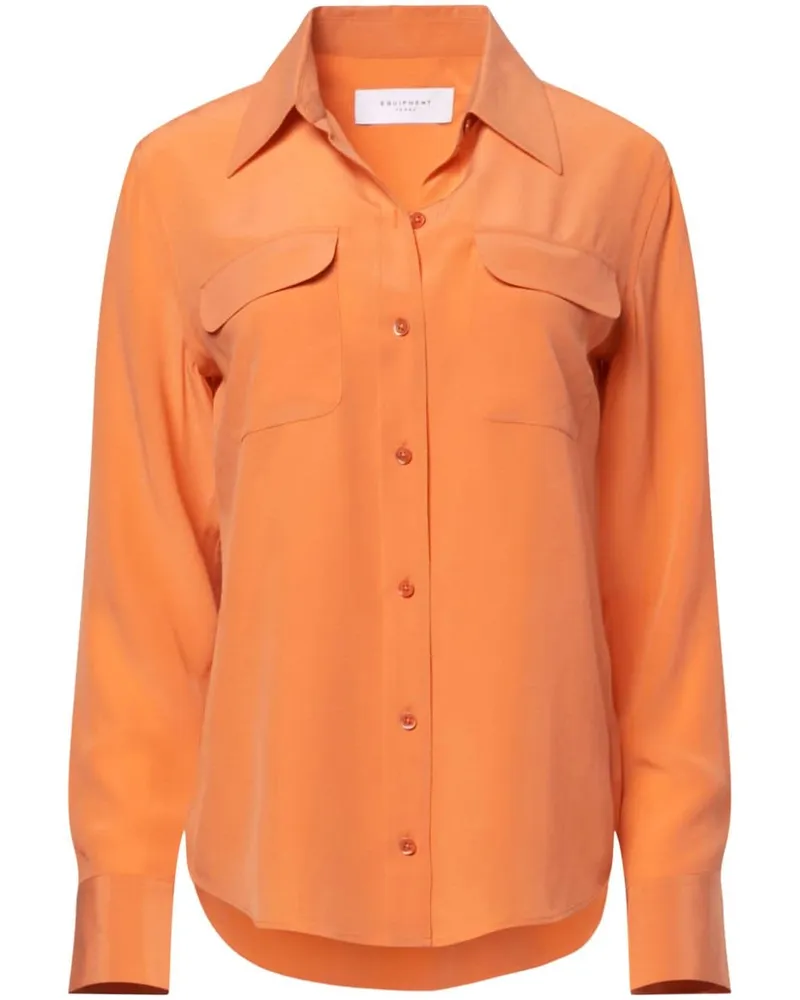 Equipment Signature Seidenhemd - Orange Orange
