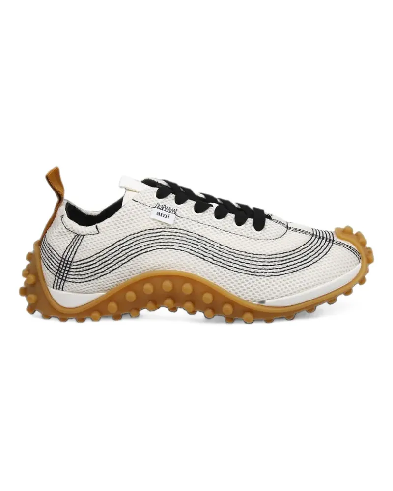 AMI Paris Sneakers aus Mesh mit Kontrastnähten - Weiß Weiß