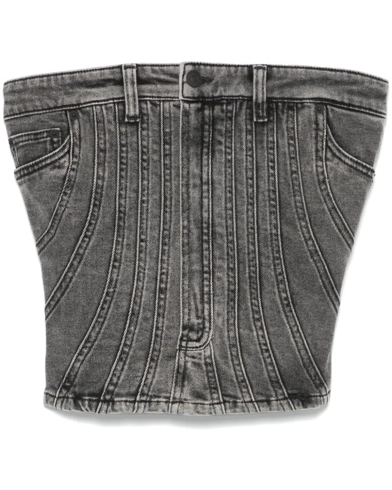 Thierry Mugler Bustier aus Denim - Schwarz Schwarz