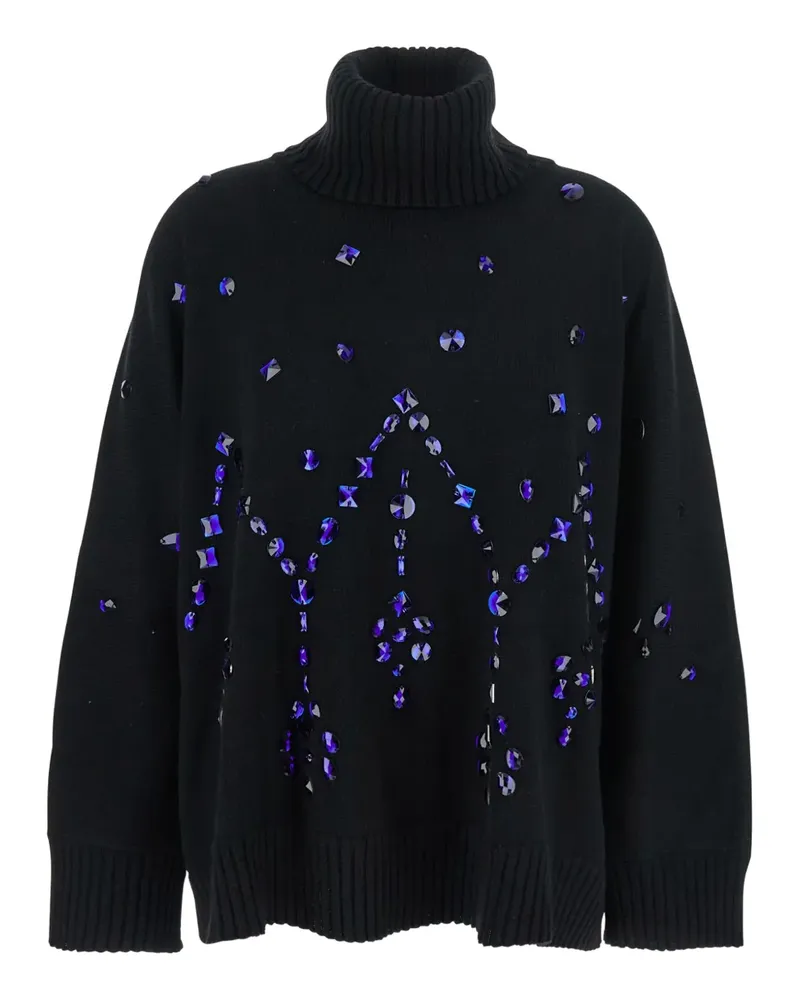 Alberta Ferretti Rollkragenpullover mit Kristallen - Schwarz Schwarz