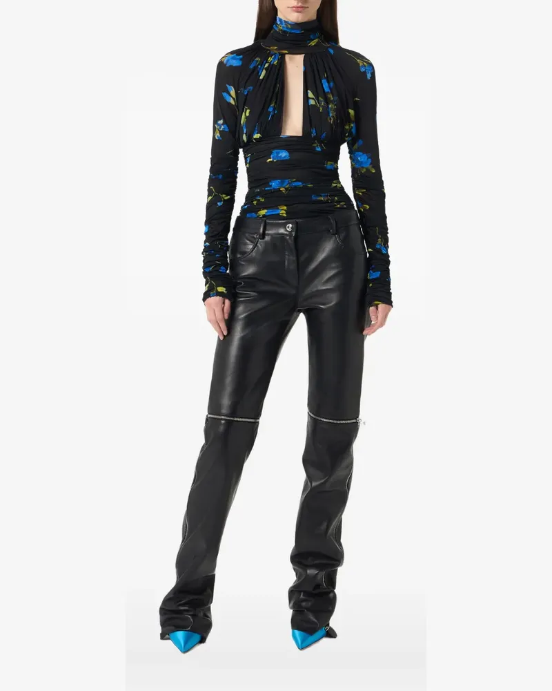 Blumarine Geraffter Body mit Blumen-Print - Blau Blau